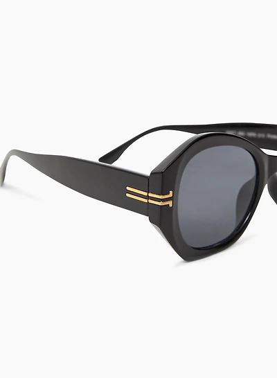 Gold Metallic Stripe Detail Sunglasses