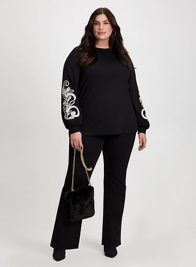 Paisley Print Top & Bootcut Jeans