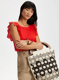 Eyelet Cap Sleeve Tee