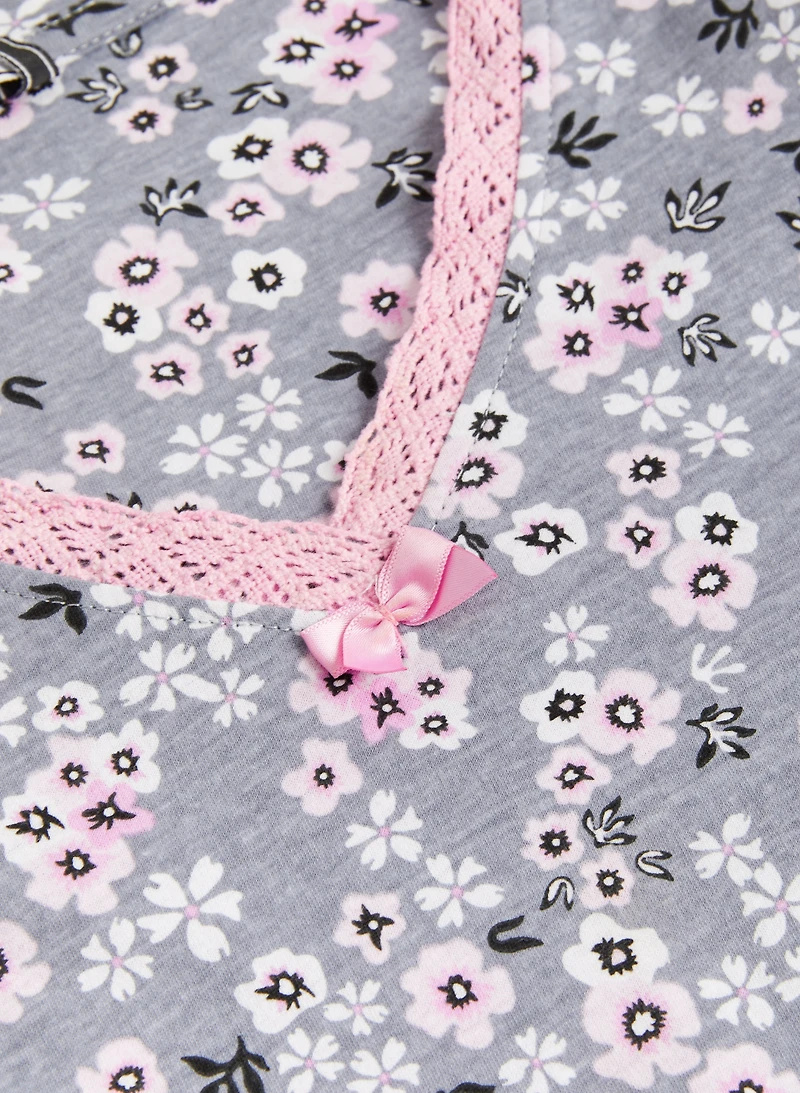 Chemise de nuit en coton à motif floral