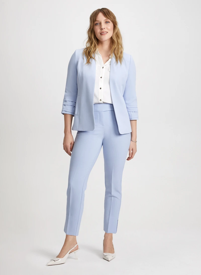 Pleated Sleeve Jacket & Slim Leg Ankle Pants
