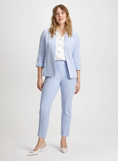 Pleated Sleeve Jacket & Slim Leg Ankle Pants