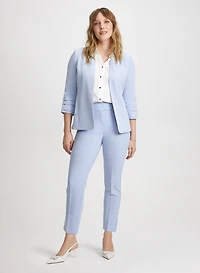 Pleated Sleeve Jacket & Slim Leg Ankle Pants