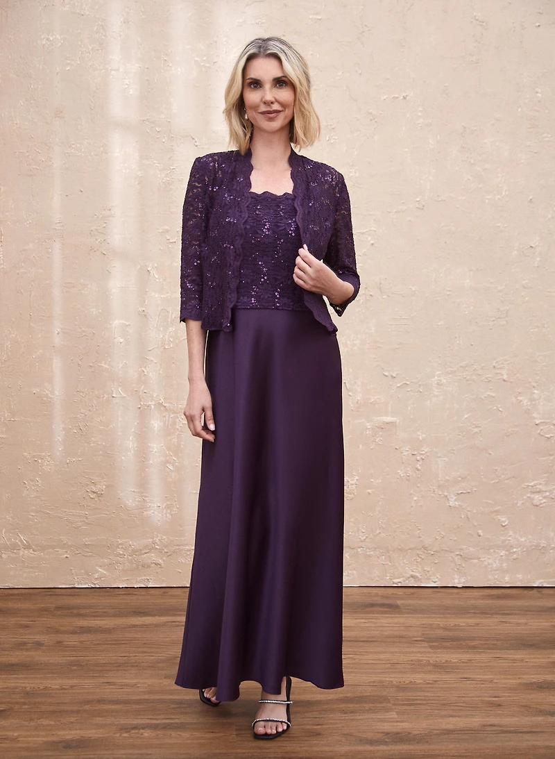 Ensemble veste et robe en dentelle pailletée