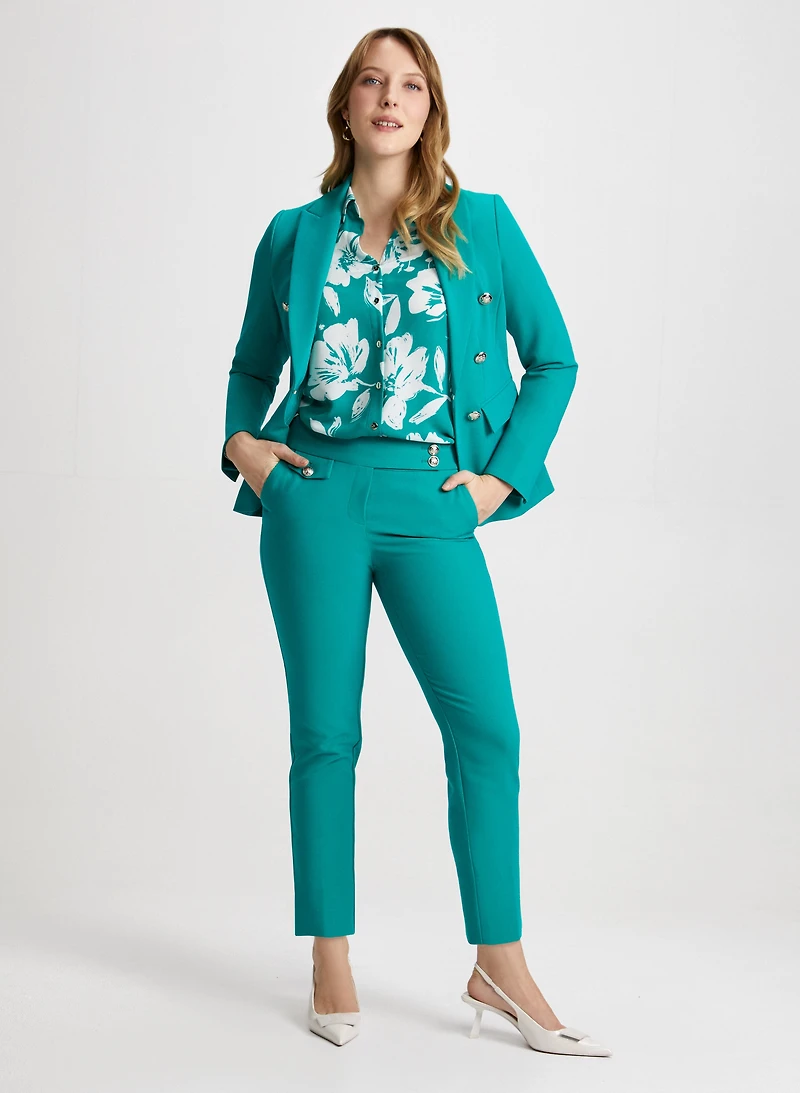 Blazer court et chemisier à motif floral
