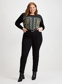 Paisley Print Top & Straight Leg Pants
