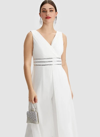Rhinestone Stripe Detail Jumpsuit