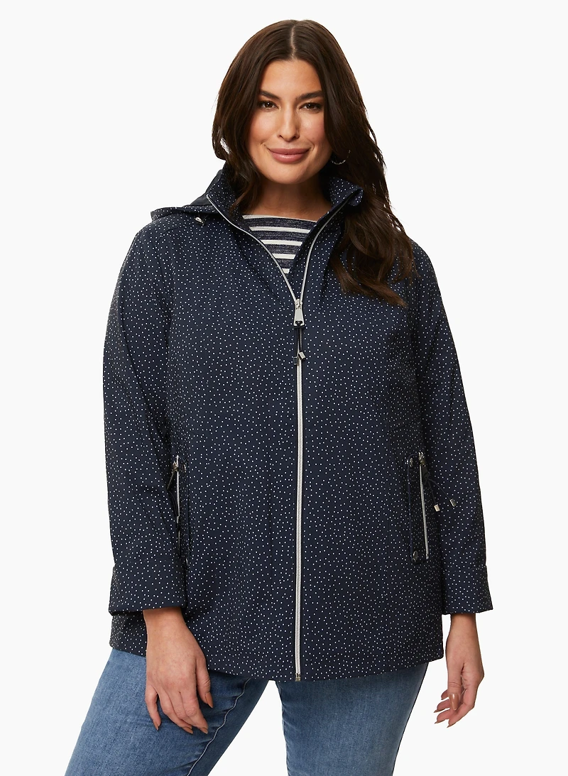Manteau léger à capuche et motif pois