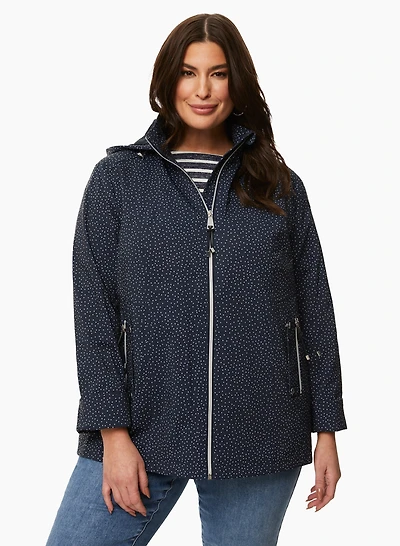 Manteau léger à capuche et motif pois