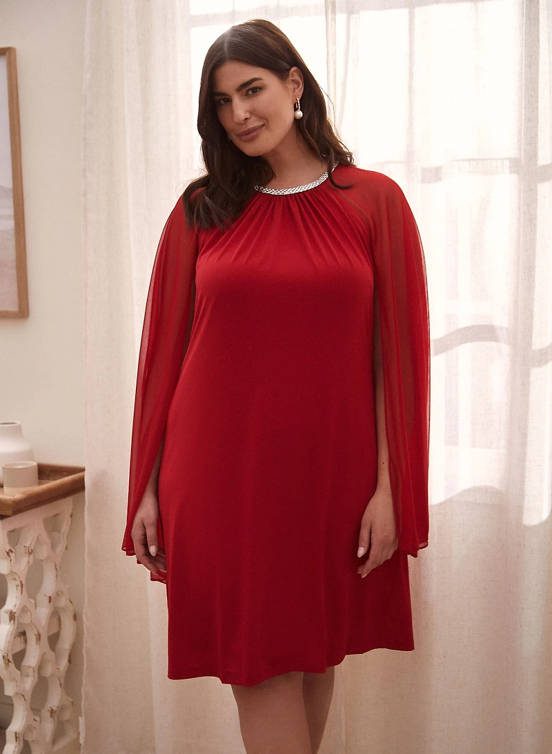 Chiffon Sleeve Sheath Dress