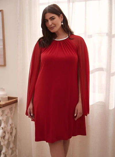 Chiffon Sleeve Sheath Dress