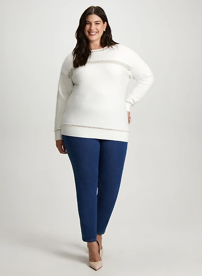 Pearl Detail Sweater & Straight Leg Jeans