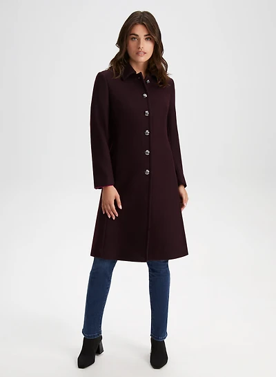 Trench mi-long en mélange de laine