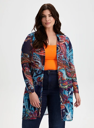 Haut ouvert sur le devant à motif cachemire