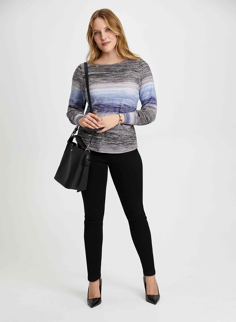 Stripe Print Top & Slim Leg Jeans