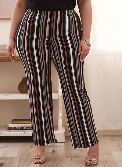 Stripe Print Wide Leg Pants