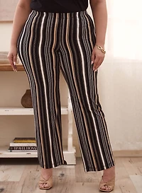 Stripe Print Wide Leg Pants