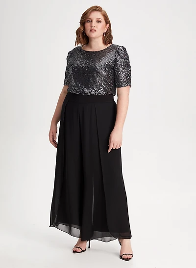 Haut en sequins et pantalon large
