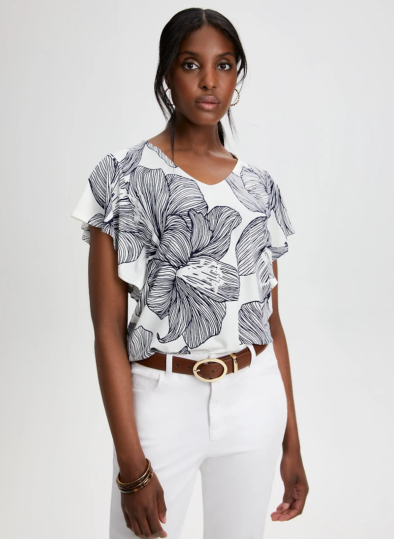 Floral Print Short Sleeve Top