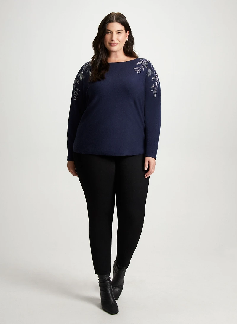 Pull à empiècements floraux et jean étroit à enfiler