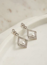 Boucles d'oreilles pendantes à perles et cristaux