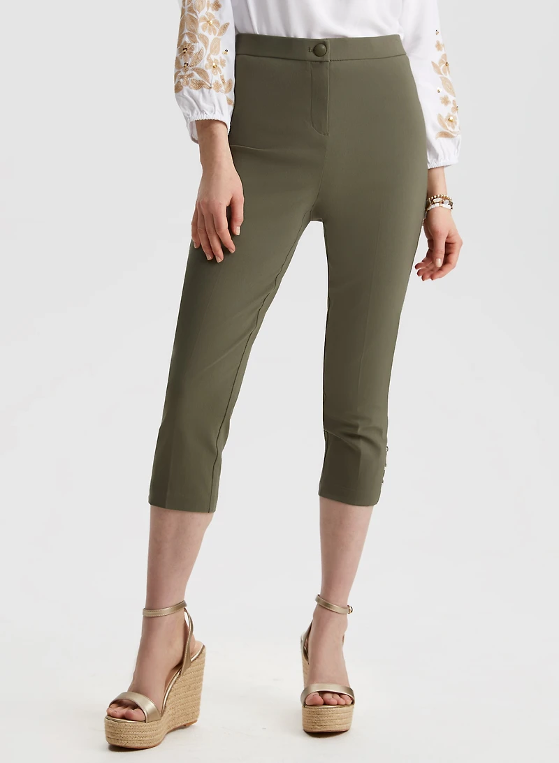 Lace-Up Detail Capri Pants