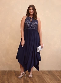 Lace & Sequin Asymmetric Dress