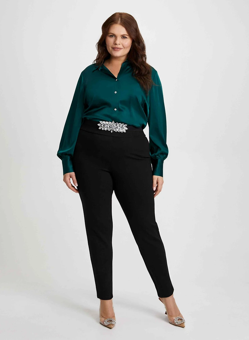 Satin Blouse & Bow Detail Pants