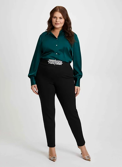 Satin Blouse & Bow Detail Pants