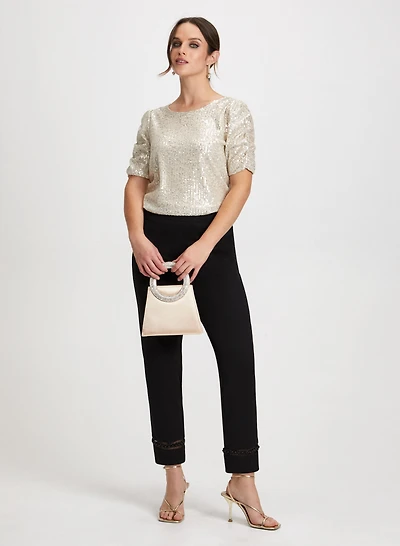 Sequin Top & Bow Detail Pants