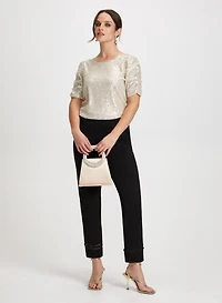 Sequin Top & Bow Detail Pants