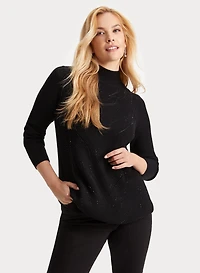 Pull à col montant et détails en strass