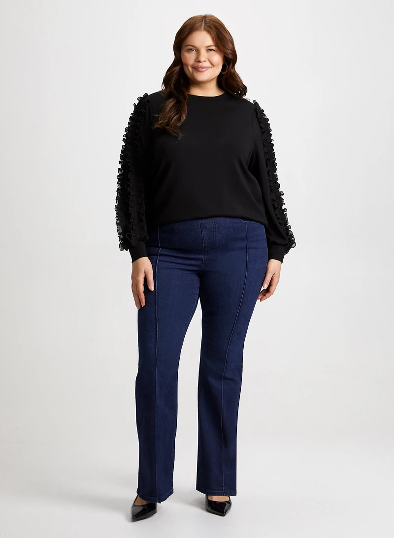 Ruffle Sleeve Top & Bootcut Jeans