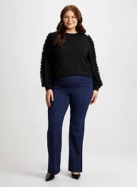 Ruffle Sleeve Top & Bootcut Jeans