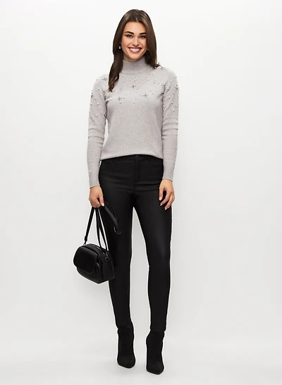 Pearl Detail Sweater & Slim Leg Jeans
