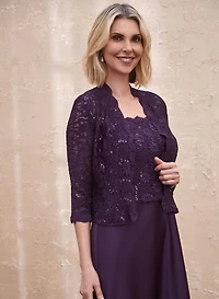 Ensemble veste et robe en dentelle pailletée