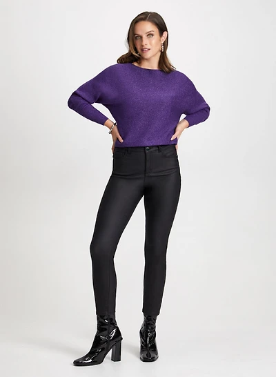 Dolman Sleeve Sweater & Coated Jeans