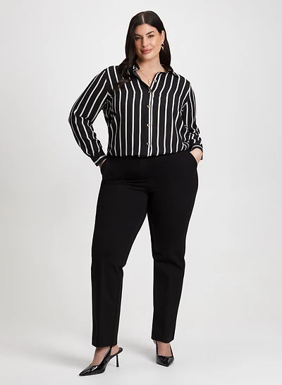 Striped Blouse & Straight Leg Pants