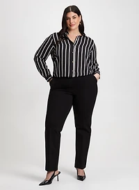 Striped Blouse & Straight Leg Pants