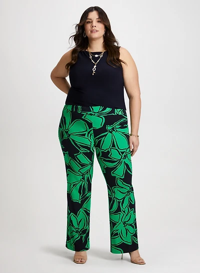 Basic Sleeveless Top & Palm Print Pants