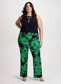 Basic Sleeveless Top & Palm Print Pants