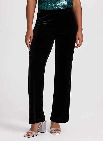 Pantalon Olivia à jambe large en velours – court