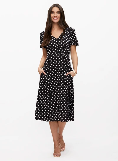 Robe midi à pois coupe empire