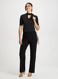 Keyhole Detail Sweater & Wide Leg Pants