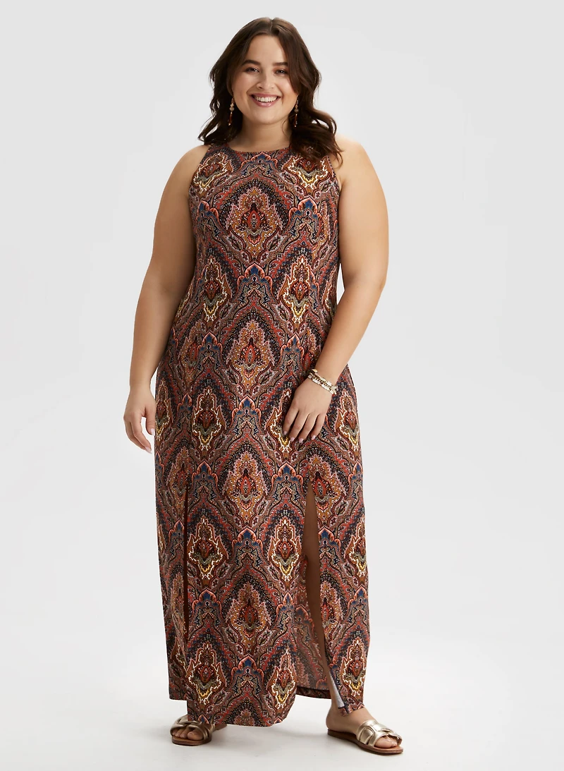 Robe maxi à motif baroque