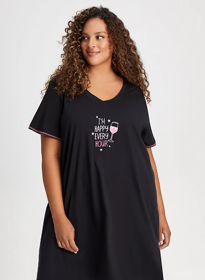 Embroidered Text Nightshirt