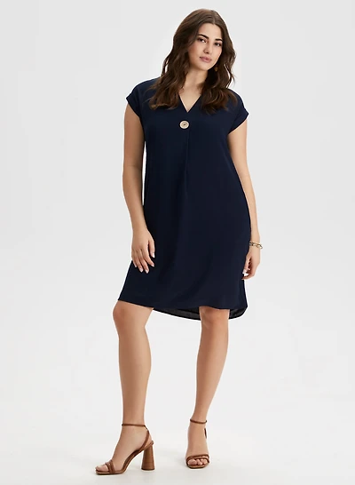 Button Detail Short Sleeve Dress