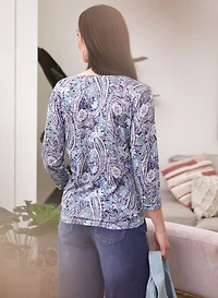 Haut à manches 3/4 et motif paisley