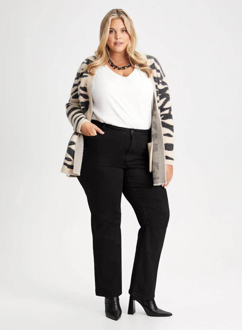 Animal Print Cardigan & Bootcut Jeans