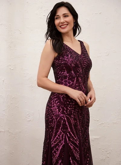 V-Neck Sequin Dress